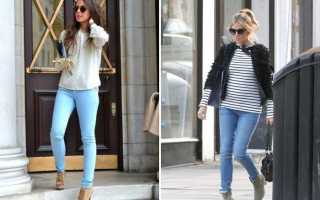 Стильные модели женских голубых джинсов и с чем их носить