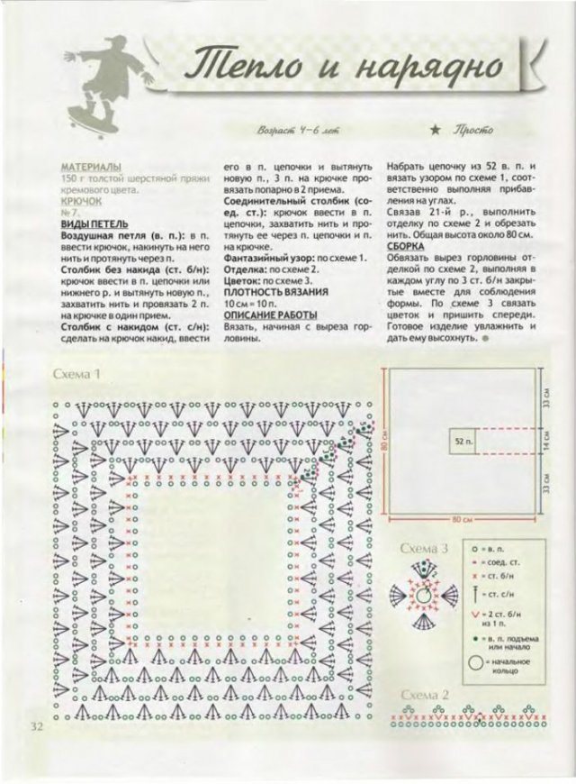 Накидки крючком со схемами и описаниями пошагово